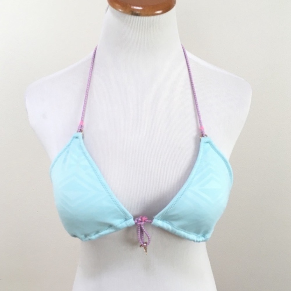 Victoria’s Secret VS String Triangle Bikini Top Blue Tree‎ Women’s Size Medium